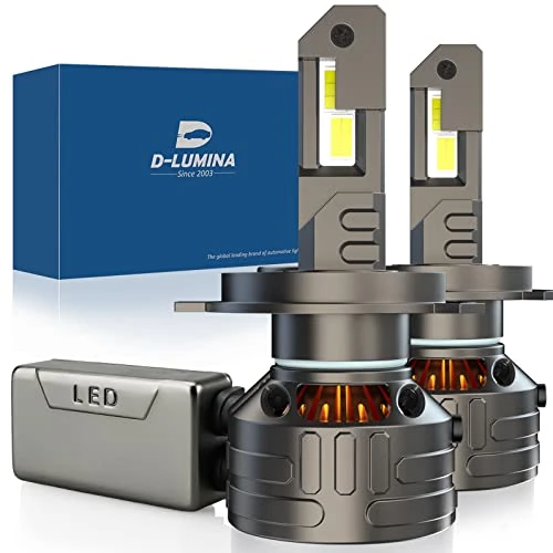 D-Lumina H4 LED Canbus Bombilla 160W 30000LM, Chip CPS 6500K 500% Brillante, Refrigeración de tubo de cobre grueso, Luces de lámpara LED-2 años de garantía, 2 piezas