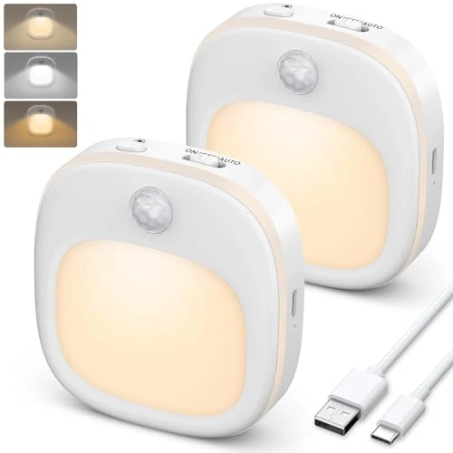 Limited-time offer: ANOPU Motion Sensor Lights Indoor, 2 Pack Rechargeable Night Light with 3 Colour Temperature, 5 Brightness and AUTO/ON/Off Modos, Stick on Lights with Magnetic Strips for Bathroom, Bedroom, Stairs from 16.99 £ to 15.99 £ (save 6%)