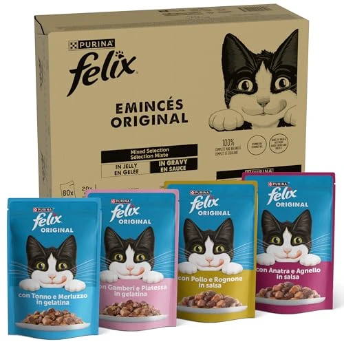 Oferta limitada: Purina Felix Original Comida húmeda para Gatos con atún, camarones, Pollo, Pato, 80 Sobres de 85 g de 42.20 € a 42.20 € (ahorro 0.00%)