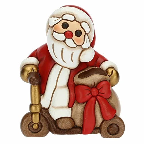 THUN - Christmas 2022 - Santa Claus Ornament on Hand Decorated Ceramic Scooter Idea 2022-8x6x10,5 cm h