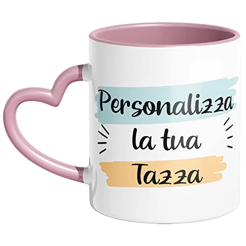 Offerta a tempo: Woopers Tazza con Manico a Cuore Rosa Personalizzata con 1 o 2 Foto e Scritte. Regalo Festa Mamma, San Valentino, Fidanzata, Nonna, Zia. - 0.00% da 16.90 € a 16.90 €