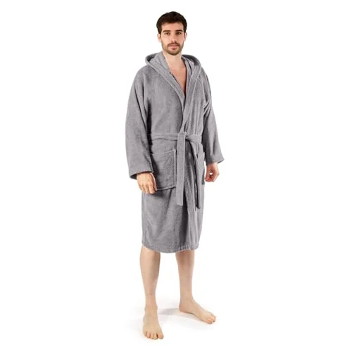 Oferta limitada: Caleffi Albornoz, Mujeres, Hombres, Capucha, Esponja Suave, algodón hidrofílico, 450 g/m², Lavable a máquina Ib a 40°, Secadora, Talla 1009915, Perla Ahumada, 3XL/4XL Unisex Adulto de 32.99 EUR a 32.99 EUR (ahorro 0%)