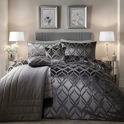 Offerta a tempo: SOIRE'E Soiree Belfort - Set copripiumino in jacquard, per letto king size in ardesia - 0.00% da 61.43 € a 61.43 €