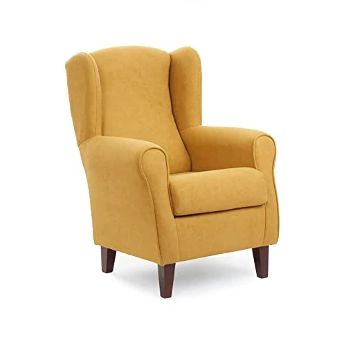 Sillonea - Fauteuil à Oreilles Roma : Fauteuil Ergonomique tapissé en Tissu Anti-Taches, idéal pour Lire et se détendre dans Le Salon - Dimensions du Fauteuil Simple : 100 x 74 x 77 cm