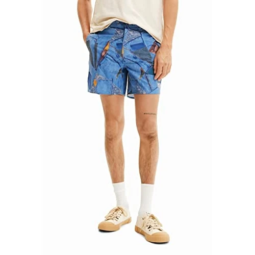 Offerta a tempo: Desigual Bañador_Alex 5005 Denim Raw Pantaloncini da Uomo in Tessuto, Blu, XXL - 17% da 29.93 € a 24.87 €
