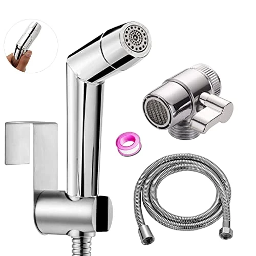 Tijdelijke aanbieding: Bidet handdoucheset, verstelbare sproeikop ABS chroom baby stoffen luiersproeikit met kraandispenser, slang- en haaktoilet of wandhouder van 23.99 € naar 23.99 € (0.00% korting)
