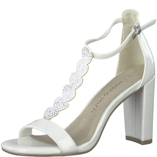 MARCO TOZZI Women's 2-2-28310-20 Sandals, Ivory patent., 8 UK