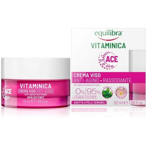 Equilibra Anti-aging gezichtscrème met multivitamine-complex, hoge concentratie, theeolie en rozenmosqueta, geeft klei, elasticiteit en helderheid van de gezichtshuid, 50 ml