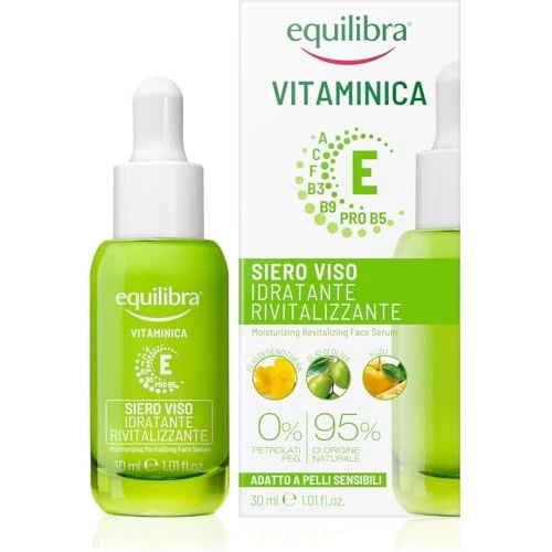 Offerta a tempo: Equilibra, Siero Viso Idratante Rivitalizzante Vitaminica, con Complesso Multivitaminico, Oli di Oenothera e Oliva, Yuzu, Dona Tono ed Elasticità, 30 ml - 33% da 14.99 € a 9.99 €