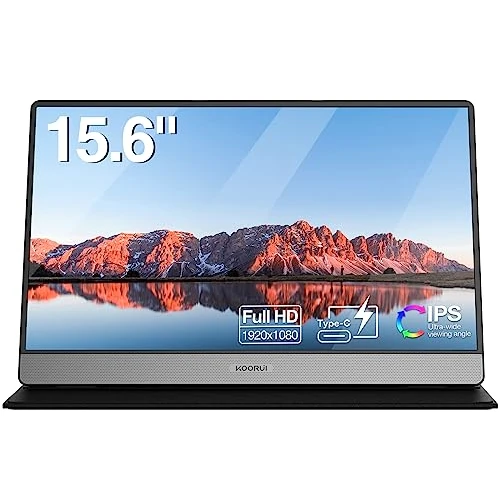 Offerta a tempo: KOORUI Monitor Portatile 15,6 Pollici Schermo Portatile, 1080P FHD IPS con HDMI/Type-C sRGB 99% Monitor Esterno Portatile con Doppio Altoparlante Integrato per laptop/PC/Mac/PS/Xbox/Telefono 15B1 - 53% da 119.99 € a 55.99 €