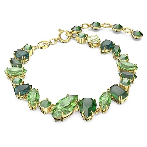 Swarovski Gema bracelet, Mixed cuts, Green, Gold-tone plated