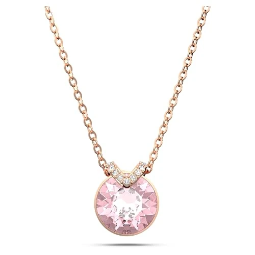 Swarovski Bella V pendant, Round cut, Pink, Rose gold-tone plated