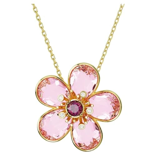 Swarovski Pendente Florere, Fiore, Piccolo, Rosa, Placcato color oro