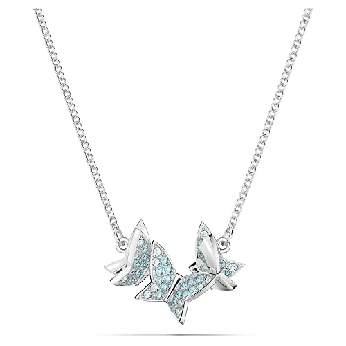 Swarovski Collar Idyllia Lilia, Mariposa, Azul, Baño de rodio