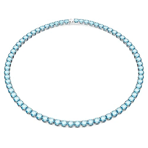Swarovski Collar Matrix Tennis, Talla redonda, Medio, Azul, Baño de rodio