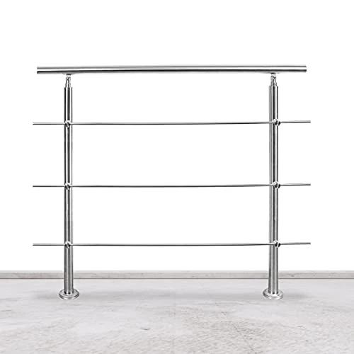 Offerta a tempo: Tubiaz Corrimano in acciaio inox, ringhiera per scale con 3 barre trasversali, ringhiera d'ingresso per balcone, scale interne ed esterne (80 cm) - 5% da 58.04 € a 55.14 €