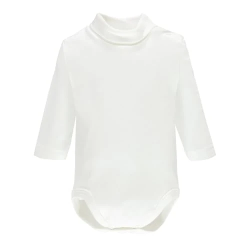 Ellepi Body de cuello alto de manga larga de algodón cálido para recién nacido, niña, bebé, meses, blanco, crema, rojo, azul, gris, negro, azul claro, blanco, 12 meses
