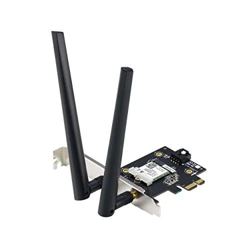 ASUS AXE5400 Adattatore WiFi 6E PCI-E con 2 Antenne Esterne, Supporta Banda 6GHz, 160MHz, Bluetooth 5.2, Sicurezza di Rete WPA3, OFDMA e MU-MIMO, Nero