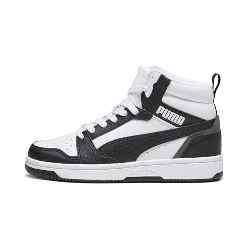 Offerta a tempo: PUMA Rebound V6 Mid Jr, Scarpe da ginnastica Unisex - Bambini e ragazzi, Puma White Puma Black Shadow Gray, 37 EU - 32% da 59.95 € a 40.90 €