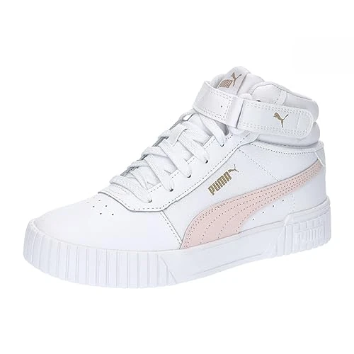 Puma Women Carina 2.0 Mid Sneakers, Puma White-Frosty Pink-Puma Gold, 6.5 UK