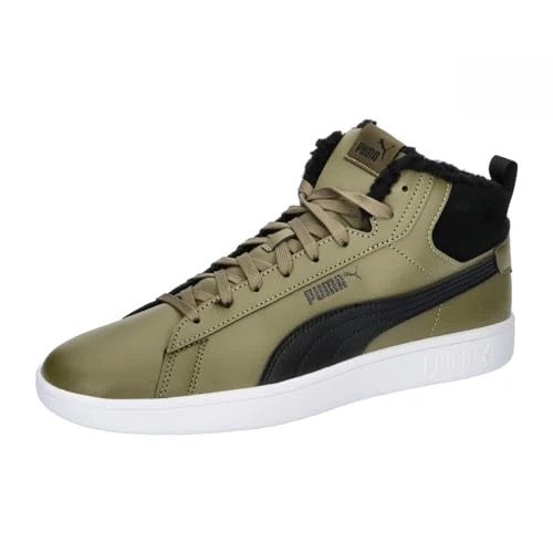PUMA Unisex Smash 3.0 Mid WTR Sneaker, Olive Drab PUMA Black PUMA White, 37.5 EU