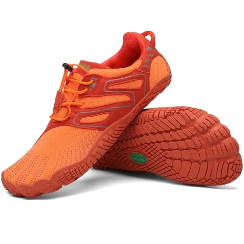 SAGUARO Men's Women's Barefoot Shoes Outdoor Fitness Shoes Sports Trail Running Shoes Size 36-48, space orange, 5 UK