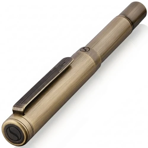 Offerta a tempo: Scriveiner Penna roller di lusso EDC in ottone, penna tascabile pesante, finitura spazzolata, penna originale, miglior regalo per uomini donne, ricarica tedesca, bel set di penne di design - 0.00% da 54.99 € a 54.99 €