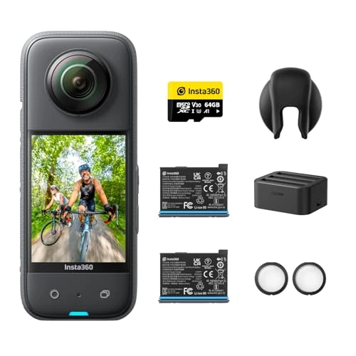 Offerta a tempo: Insta360 X3 Kit Batteria - Action Cam 360 impermeabile con sensore da 1/2", foto 360 da 72MP, video 360 5.7K, stabilizzazione, touch screen 2,29", vibrazione, editing IA, live streaming, webcam - 36% da 555.00 € a 355.00 €