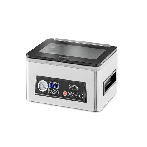 Offerta a tempo: CASO VacuChef 50 - Macchina sottovuoto professionale compatta a camera per alimenti, con manometro, aspirazione potente da 70 L/min, Doppia saldatura, capacità di 4 litri – acciaio inox - 35% da 457.92 € a 296.51 €