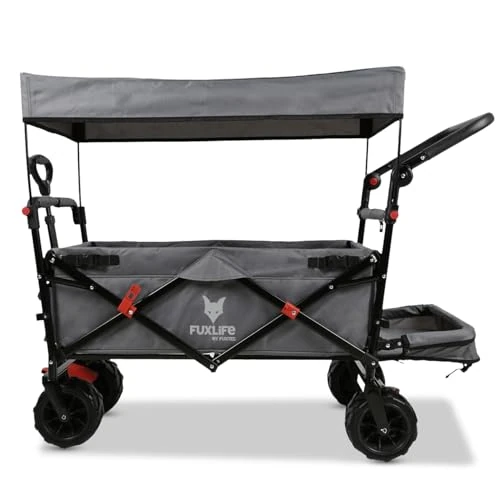 Offerta a tempo: FUXLIFE Carrello da spiaggia FX-CTB800 Grigio - Carrello pieghevole per la spiaggia e il tempo libero - Interno imbottito - Tettuccio parasole - Ruote fuoristrada per sabbia e terreno - 14% da 219.00 € a 189.00 €