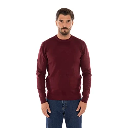 Ciabalù Pullover für Herren, Wolle und Kaschmir, Winterpullover, Rundhalsausschnitt, Unterjacke, bordeaux, XX-Large
