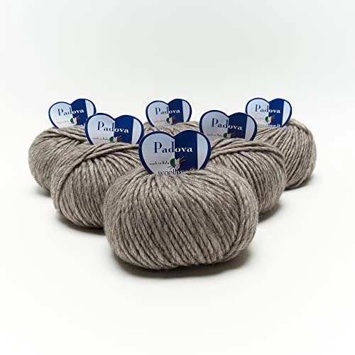 Tricot Cafè - Padova - Mischgarn aus Wolle und Alpaka, geeignet für alle Arten von Projekten. Ideal zum Häkeln, Knäuel, Eleganz und Qualität, Taupe 21