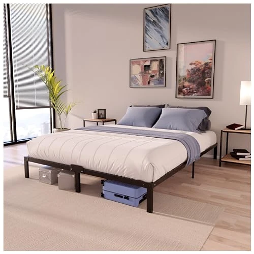 Dreamzie 140x190 Metal Bed Frame with Storage 35 cm - Platform Sturdy and 20min Easy Assembly Bed Frames - Large Storage