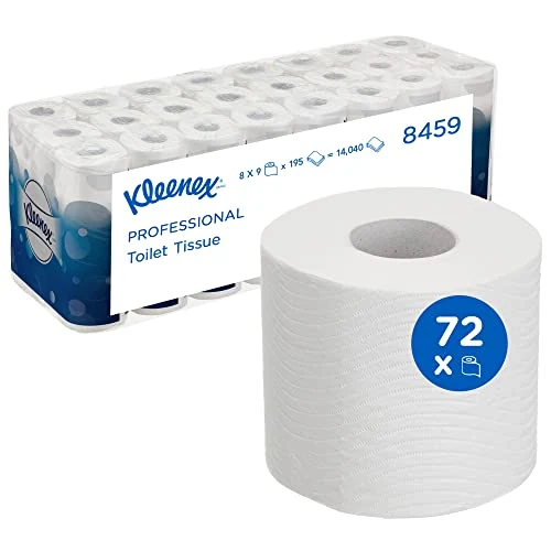 Limited offer: Kleenex Toilet Tissue Rolls 8459 – 3-Ply White Toilet Paper, Soft, Strong & FSC Certified – 8 Packs x 9 Rolls, 195 Sheets Each (72 Rolls / 14,040 Sheets Total) from 52.45 EUR to 52.45 EUR (save 0%)