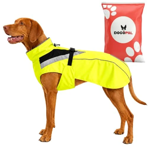 Tijdelijke aanbieding: DOGOPAL Hondenregenjas - Waterdichte, Lichtgewicht Regenjas voor Kleine, Middelgrote en Grote Honden, met Reflecterende Riemen en Harnasgat - Hondenvest (geel, S) van 28.99 € naar 28.99 € (0.00% korting)