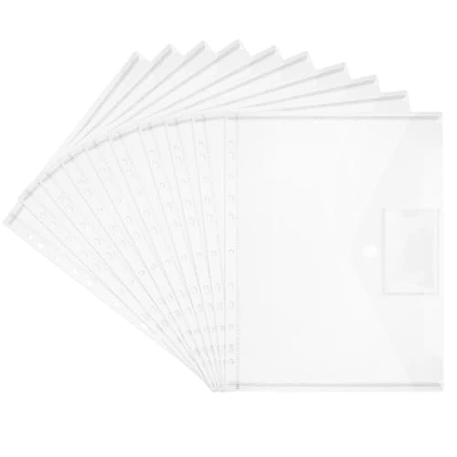 20 cartelline portadocumenti, formato A4, formato A4, trasparente, impermeabile, con chiusura in velcro e carta per etichette, per riporre documenti, classificazione