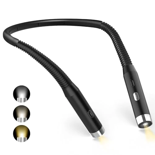 Tijdelijke aanbieding: Diboniur Oplaadbare nekleeslamp in bed, 3 kleuren en 3 instelbare helderheidsniveaus, 360° opvouwbaar, USB-led-leeslamp voor reizen, breien, kamperen van 15.24 € naar 15.24 € (0.00% korting)