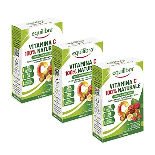 Offerta a tempo: Equilibra Integratori Alimentari, Vitamina C 100% Naturale, Integratore Sistema Immunitario, Riduce Stanchezza e Affaticamento, Aroma Naturale Arancia Rossa, 3 Pezzi da 30 Compresse Masticabili - 0% da 14.99 € a 14.99 €