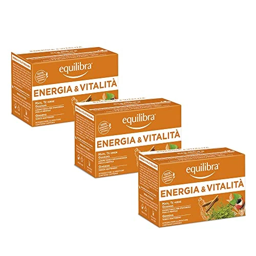 Offre limitée : Equilibra Compléments alimentaires Tisanes, Tisane Énergie et Vitalité, 100% Ingrédients fonctionnels contre la fatigue, avec Mate, Thé Vert et Guarana, Matériaux 100% Recyclables, 3 Pièces de 15 de 8.99 EUR à 6.74 EUR (remise 25%)