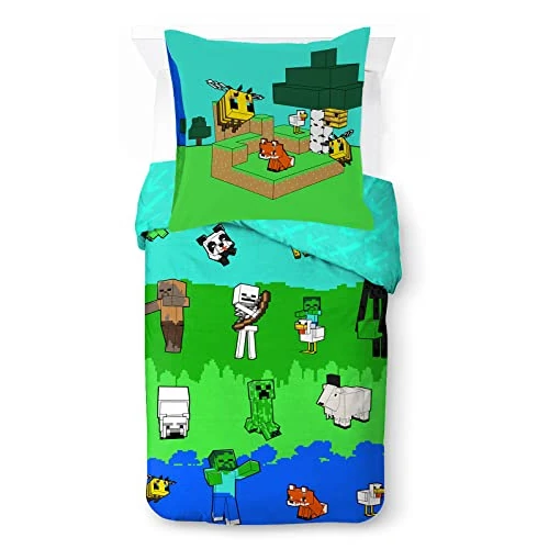Offerta a tempo: Jay Franco - Set di biancheria da letto in 100% cotone, motivo: Minecraft Creative Mode, per letto singolo, copripiumino da 135 x 200 cm e federa da 80 x 80 cm - 0.00% da 29.71 € a 29.71 €