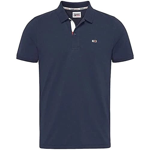 Tommy Jeans TJM Slim Placket Polo S/S heren, Twilight Navy, S