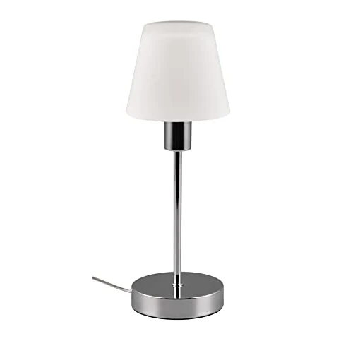 Trio Leuchten Tafellamp Luis II 595700106, metaal chroom, glas wit gesatineerd, excl. 1x E14, On/Off Touch