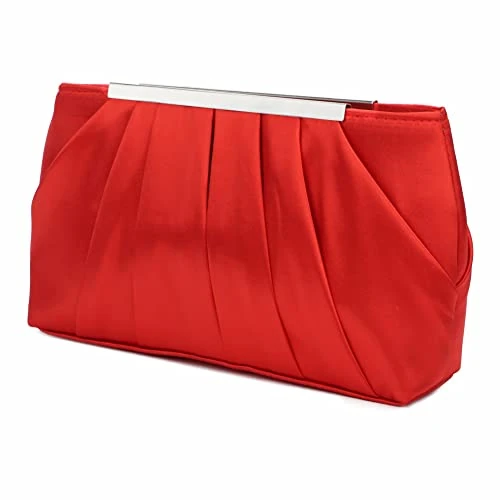 Offerta a tempo: Jywmsc Borsa da sera in raso da donna Elegante pochette da sera plissettata in raso per donna Borsa da sposa in argento - 55% da 21.98 € a 9.89 €