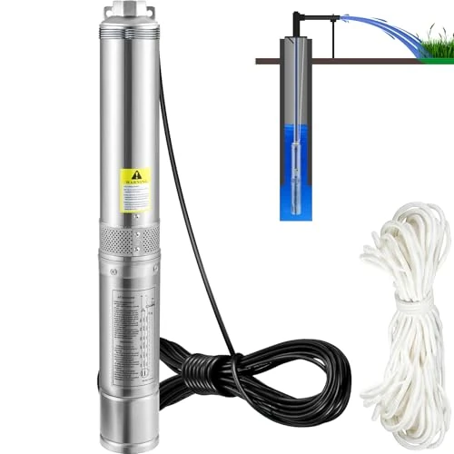 Zeitlich begrenztes Angebot: VEVOR 82mm Tiefbrunnenpumpe 750W Brunnenpumpe 100L/min Tauchpumpe max. Förderhöhe 66m Rohrpumpe 230V 50Hz Sandpumpe IP68 Wasserpumpe 16 Laufradstufen Pump Ideal zur Bewässerung WasserVersorgung von 124.90 € auf 116.90 € (6% Ra