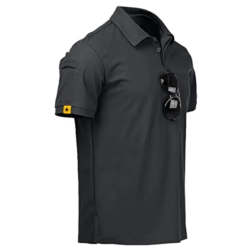 Offerta a tempo: geeksport Polo Uomo Manica Corta Polo Shirt Sportiva Uomo Golf T-Shirt con Asciugatura Rapida Traspirante Outdoor Estiva Golf Shirt Collo a Lupetto Grigio Scuro M - 20% da 29.99 € a 23.94 €