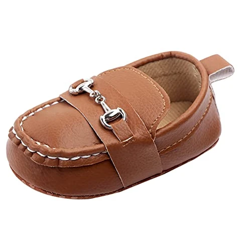 Offerta a tempo: Maeau Scarpe Primi Passi Bimbo Mocassini Classici Scarpe a Mocassino per Neonati Neonato Casual Prewalker Marrone 0-6 Mesi - 0.00% da 29.52 € a 29.52 €