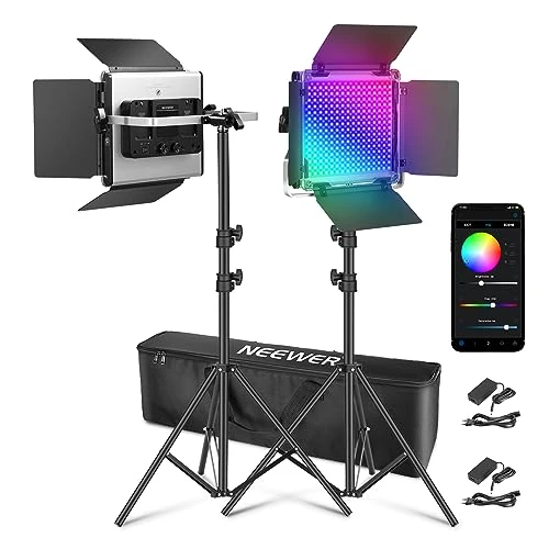 Offerta a tempo: NEEWER Luce Video a LED RGB 660 PRO II,Controllo App e Kit di Stativi, 2PZ Costante Senza Variazioni Cromatiche/modulazione precisa min 1%/RGB 360°/CRI97+/3200K~5600K - 37% da 324.09 € a 205.49 €