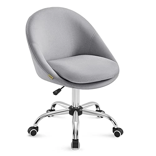 Offerta a tempo: SONGMICS Sedia da Studio, Sedia Girevole di Cotone-lino, Poltrona da Scrivania Imbottita in Gommapiuma Regolabile in Altezza, Studio, Camera da Letto, Grigio Tortora OBG020G01 - 20% da 75.99 € a 60.79 €