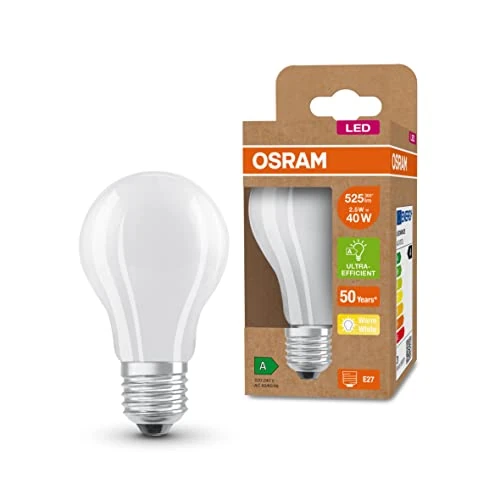 Osram Ampoule LED à économie d'énergie, ampoule dépolie, E27, blanc chaud (3000K), 2,5 watts, remplace une ampoule de 40W, très efficace et à économie d'énergie, pack de 6