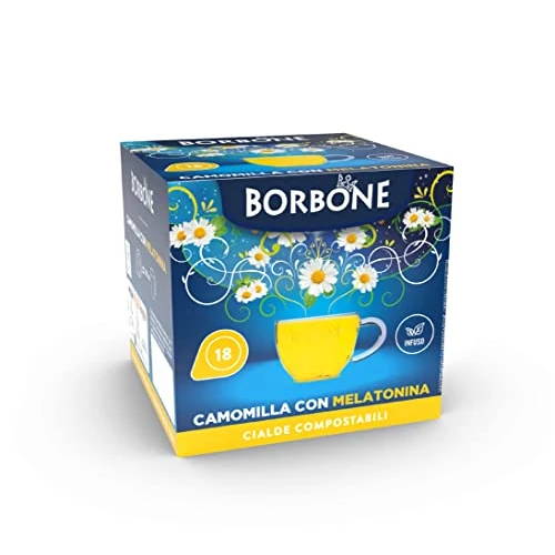 Offre limitée : Caffè Borbone Camomille avec Mélatonine - 72 Dosettes (4 paquets de 18 dosettes) - Emballage Recyclable - Système ESE de 15.62 € à 14.79 € (5% de remise)